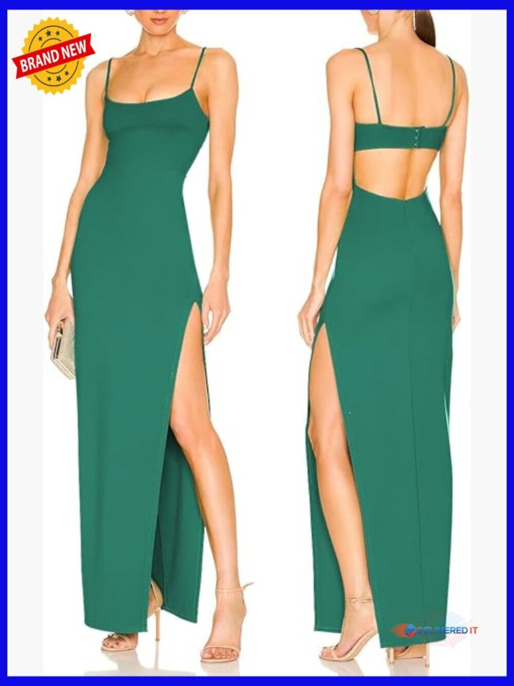 Sexy Backless Maxi Dress with Thigh High Slit Bodycon Cocktail Party